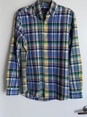 Polo by Ralph Lauren Green Blue Yellow Plaid Button-Down Shirt classic fit. NWOT
